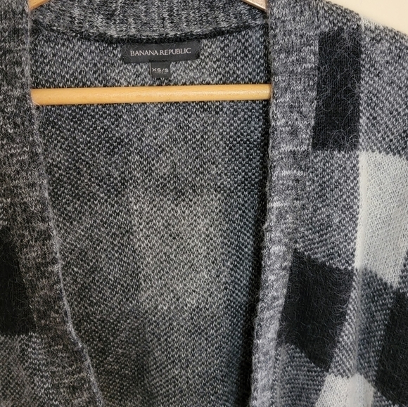 Banana Republic | Checkered Plaid Open Front Cardigan Sweater Vest - Picture 4 of 5